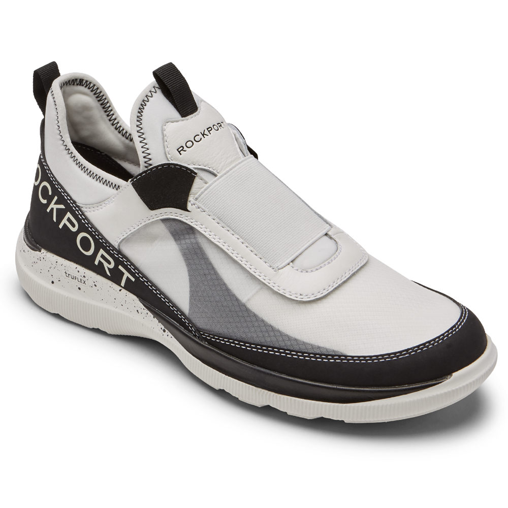 Rockport Mens truFLEX Hybrid Gore - Slip-On White/Black - OJD257318